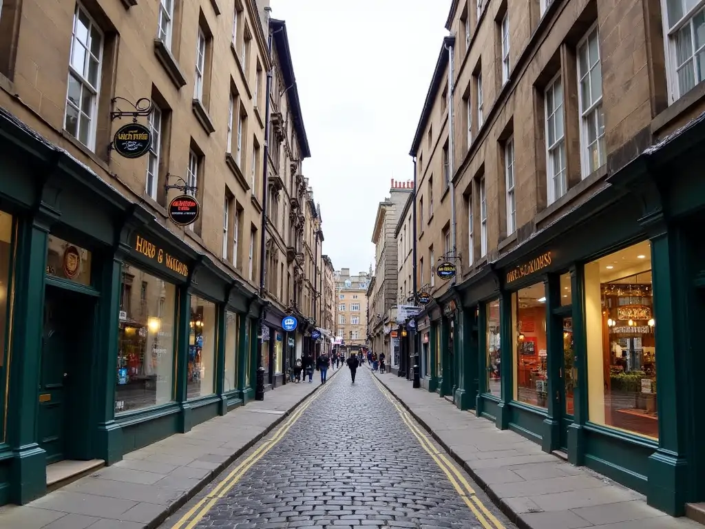 The cobblestone streets of Edinburgh